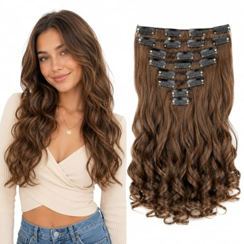 CAISHA XXL 8er CLIP IN EXTENSIONS Haarteil Braun Mix CES208-1