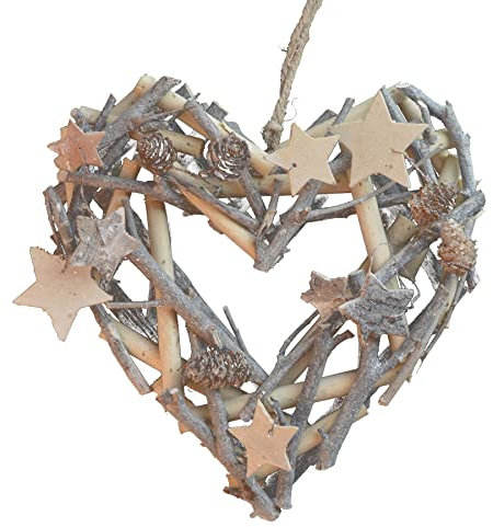 Christmas Decoration Heart Rattan Wreath - Heart Natural