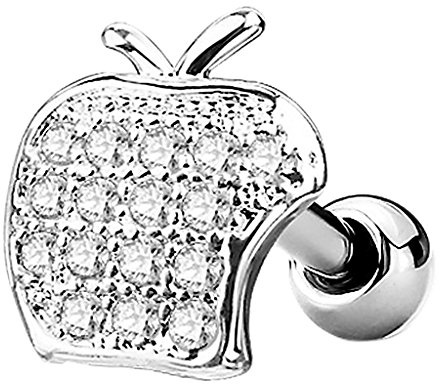 Piercingfaktor Tragus Helix Ohr Cartilage Knorpel Piercing 316 L Chirurgenstahl Stecker mit Kristall Apfel