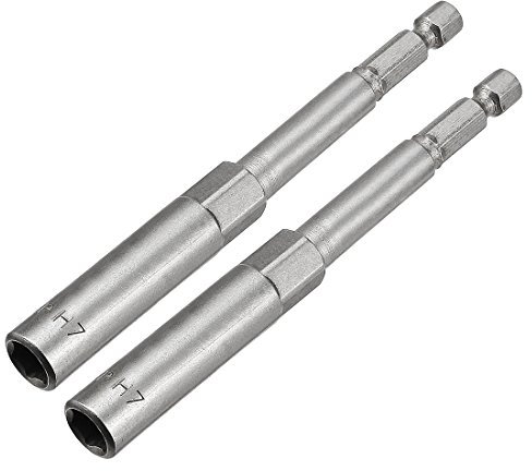 sourcing map 2 piezas 1/4vástago de cambio rápido Cr-V 7mm Destornillador de tuerca hexagonal, 4 de longitud
