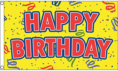 AZ FLAG - Flagge Alles Gute Zum Geburtstag Gelb - 150x90 cm - Happy Birthday Fahne 100% Polyester mit Messing-Ösen - 110g