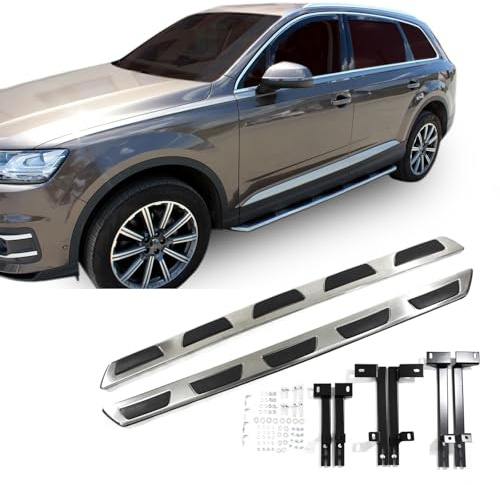 J&J AUTOMOTIVE Marche-Pieds Latéraux pour Audi Q7 Depuis 2015, Lot de 2 Pcs (Gauche et Droite), Antidérapant, Aluminium