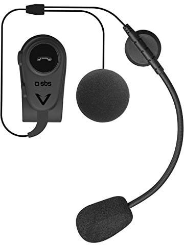 SBS Auricolare mono da casco wireless multipoint con microfono regolabile e tasto di risposta/fine chiamata, certificato IPX4