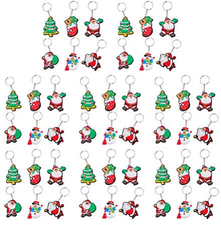 Healifty 48 Piezas llaveros de Navidad llaveros con Santa Claus muñeco de Nieve árbol de Navidad Bolso Monedero encantos Fiesta de Navidad favorece Bolsa de Relleno