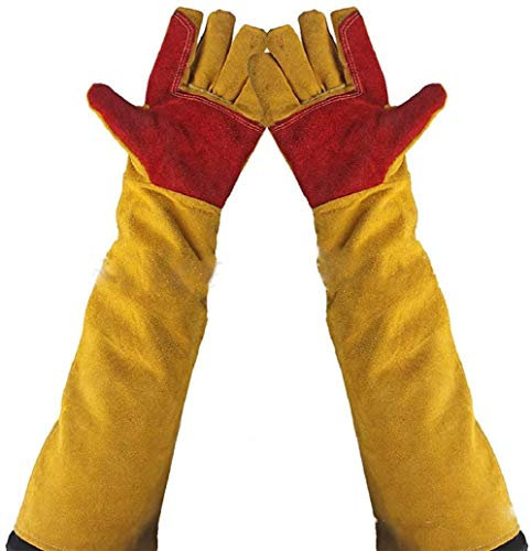 60 cm lange Schweißhandschuhe, große Leder-Arbeitshandschuhe für Männer, Schweißhandschuhe mit extra langen Ärmeln, verdicken, hitzebeständige Handschuhe, Sicherheitsarbeitshandschuhe