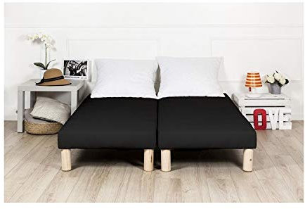 by sommiflex Sommier tapissier 2x70x190 Noir (140x190) Fabrique en France Pieds