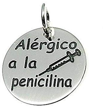 Minoplata Disco de Plata grabado Alérgico a la penicilina una alerta médica colgante que podrás llevar contigo