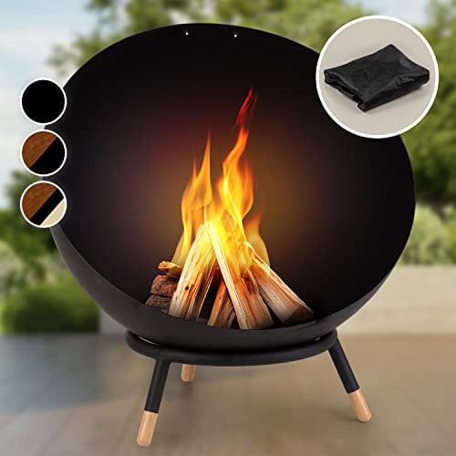 Blumfeldt Brasero Extérieur pour Le Jardin, Plancha Portable avec Grille de BBQ, Pare-Étincelles et Bol en Acier, Barbecue avec Foyer pour Le Camping, Brûleur à Bois, 66 x 66 cm