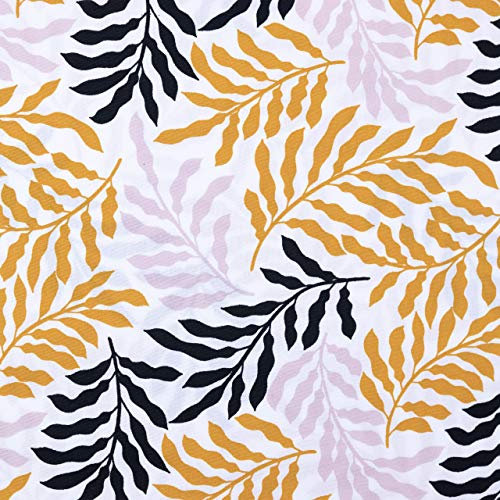 Baumwollstoff Dschungel-Farn-Blaetter senfgelb