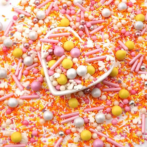 STREUSEL GLÜCK Verliebtes Häschen gelb orange Mix 180g Zuckerstreusel Ostern Frühling Plätzchen Sprinkles für Tortendeko Geburtstag Hasen Party Muffins Cupcakes Cake Pops
