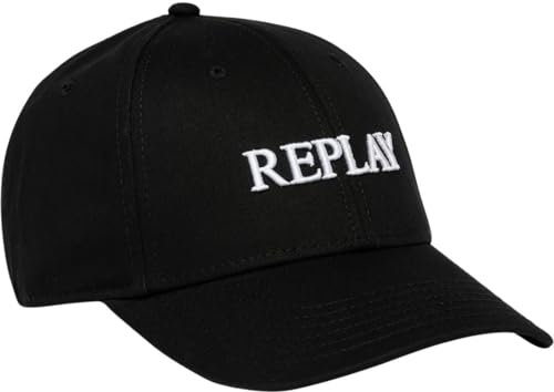 Replay Unisex Baseball Cap aus Baumwolle, Black 098 (Schwarz), Onesize