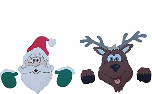 Ailovone Weihnachten Garten Zaun Dekoration 40 x30cm Weihnachts Gartenzaun Ornamente Weihnachtsmann Garten Zaun Peeker Ornamente Weihnachten Zaun Peeker Deko für Zuhause Terrasse Urlaub Dekor (2PCS)