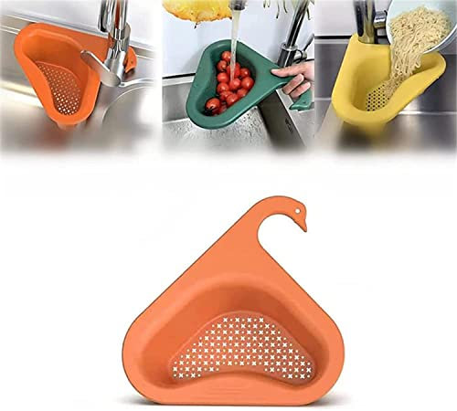 Multifunktionales Abtropfgestell zum Aufhängen, dreieckig, multifunktional, für Küchenspüle, Orange, 1/4 Stück