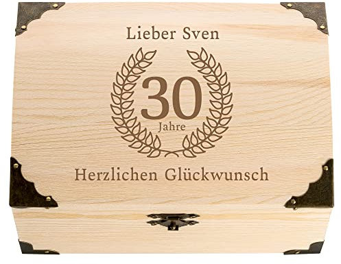 4you DESIGN Schatztruhe 30 Geburtstag mit Gravur | Geldgeschenk Geburtstag Männer Frauen | Personalisiertes Geschenk 30 Jahrestag | 18x13x10cm