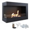 KRATKI Delta 700 Bio-Ethanol-Kamin + Kieselsteine + Trichter + Aromatherapie-Set | Wand- oder Nischeneinbau l Verglasung, Biocontainer 0,75 l, TÜV | Stahl, 48 x 70 cm, Schwarz