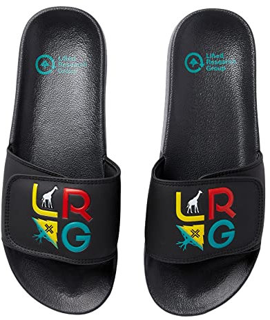 LRG Herren Stacked Rasta Logo Black Slide Sandalen, Schwarz/Rasta, 39.5 EU
