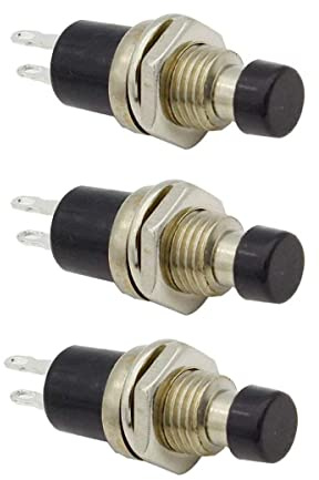 3 Stück Miniatur-Druckknopf-Druckschalter SPST-Reset-Schalter zum Ein- und Ausschalten, zum Brechen, Schwarz