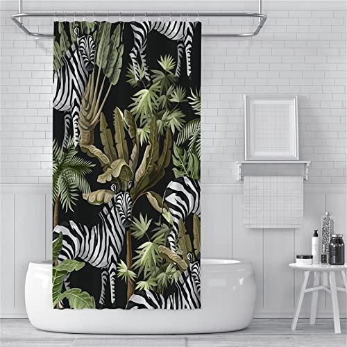 Guofuos Duschvorhang Anti-Schimmel 180x250cm Zebra Duschvorhäng Waschbar Textil Bad Vorhang,3D Shower Curtains Polyester Antibakteriell Stoff,Badewanne Duschvorhang mit 12 Duschvorhängeringen