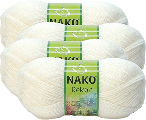 Nako Rekor, Strickgarn (4 Knäuel) je Knäuel (Knäuel) 100 g, Sie können es zum Stricken von Schals, Barets, Strickjacken und ähnlichen alten Spitzen 23403 verwenden