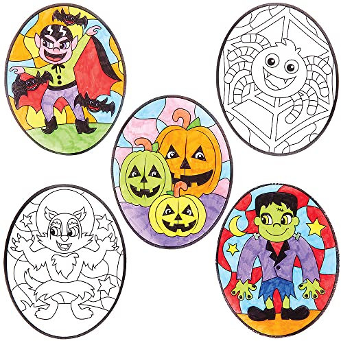 Baker Ross Deco Fenetre Halloween à Colorier - Lot de 18, Activite Halloween Enfant (FX285)