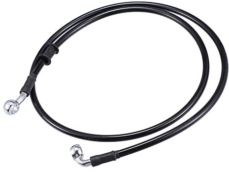X AUTOHAUX 120cm AN3 M10 Car Brake Line Oil Hose Pipe Fitting 28° 90° Black