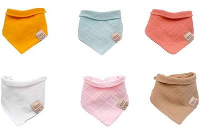 6 Stück, 100% Baumwolle, Halstuch Baby Sabberlätzchen Baby, Dreieckstuch, Lätzchen, für Babys Mädchen und Jungen