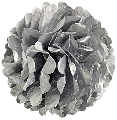10 Stück Seidenpapier Pompons 25cm Hochzeitsdeko Basteln Pompoms Dekorpapier Blumenpuscheln Papier Pompons Papierblumen für Geburtstag Hochzeit Party Wohnzimmer Raumdeko,Silber