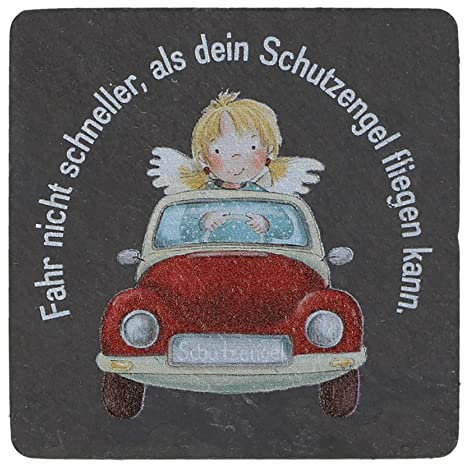 Schiefer-Magnet mit schönem Motiv, Kühlschrank-Magnet, kleines Geschenk; Maße 5 x 5 cm (Rund (Christophorus))