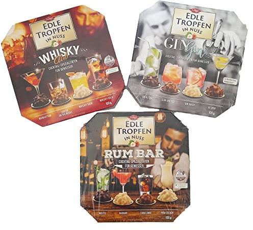 Trumpf Edle Tropfen In Nuss Whisky Club | Gin | Rum Bar Cocktail Spezialitäten Für Geniesser 3 x 100g