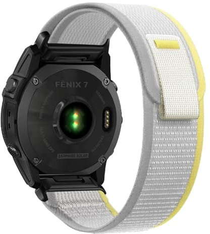 SumRioo QuickFit 22 mm Armband für Garmin Fenix 8/8 Solar 47 mm/7 Pro/7/6 Pro/6/5/5 Plus/E, Nylon Trail Loop Uhrenarmband für Garmin Tactic 8 47 mm/Descent G2/Epix 2/Forerunner 965, Gelb/Beige