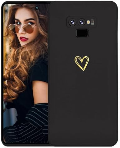Kaywzo Hülle für Samsung Galaxy Note 9,Weich TPU Silikon Handyhülle mit Herzmuster,Minimalismus Design,Ultradünn Mädchen Stoßfest Kratzfeste Schutzhülle Case Cover,Schwarz