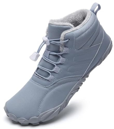Mabove Barfußschuhe Winterstiefel Damen Traillaufschuhe Warm Gefüttert Winterschuhe Schneestiefel Boot(Blau,40 EU)