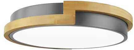 Himmel Slip Holz LED Unterputz Deckenleuchte, 40cm Runde dimmbare Deckenleuchte, 2700K-6000K wählbare minimalistische Deckenleuchte für Wohnzimmer, Schlafzimmer (grau, 40cm)