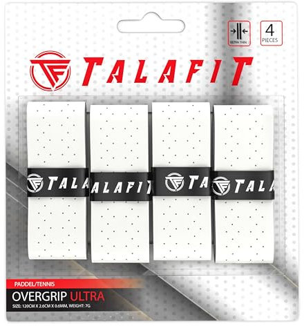 TALAFIT OverGrips Padel Ultra ADHERENTES - Grip Padel Modelo Pro - Empuñadura Pala Padel - Overgrip Pádel Perforados - - Grip Tenis - Accesorios Padel - Máximo Agarre… (Pack 4)