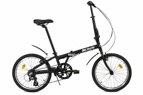 FabricBike Klappfahrrad, Alu-Rahmen, Single Speed, klapprad 20 Zoll, Folding, klapp Fahrrad, Klapprad Erwachsene, Fabric Bike Folding Bike (Fully Matte Black 7 Speed W/Mudguard)