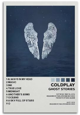 Coldplay Ghost Stories Albumcover-Poster, dekorative Leinwand, Wandkunst für Raumdekoration, ästhetische Sportlandschaft, Büro, Raumdekoration, Geschenk, 30 x 45 cm, ungerahmt