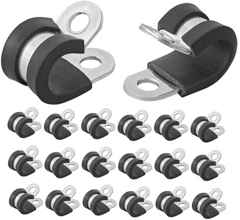 Preiswert&Gut 20x Kabelklemmen 10 mm - Robuste Kabelklemme aus Gummi und rostfreier Stahl, geeignet für Kabel mit 10 mm Durchmesser Schraubloch 6,5 mm ideales Kabelzubehör zum klemmen