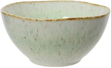 Decoris Cuenco de cerámica 15 x 7 cm – Cuenco de gres vintage beige verde – Cuenco para servir ensalada – Sopa – Vajilla con diseño rústico – cuencos y cuencos