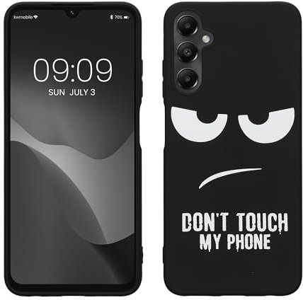 kwmobile Carcasa Compatible con Samsung Galaxy A05s - Funda móvil TPU - Don't Touch my Phone Blanco/Negro