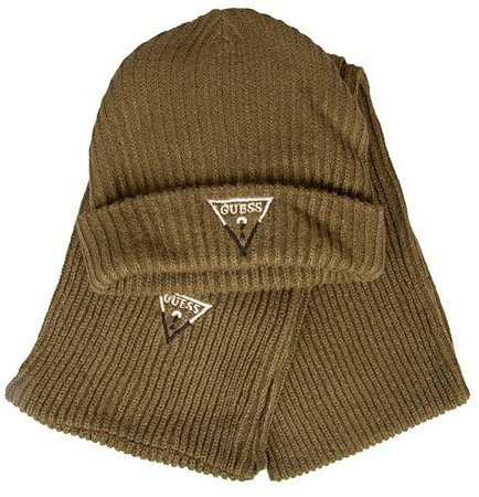 GUESS Herren-Schal und Mütze, komplette Mütze mit aufgesticktem Logo, Artikel L3RZA1Z2QP0, G8F6 Verde/Green, L