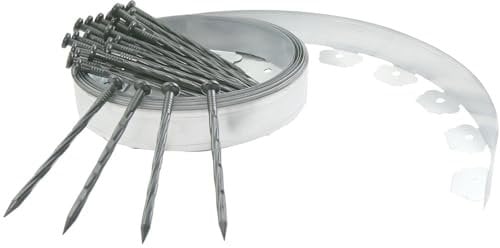 Ram Bordure de pelouse en métal galvanisé 10 m avec piquets