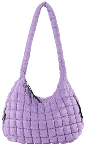 Kexpery Cloud Hobo-Tasche für Damen, großes Fassungsvermögen, gesteppt, Blasen, Crossbody-Tasche, einfarbig, modisch, gepolstert, Schultertaschen, violett, 270*71*200mm/10.62*2.79*7.87inch