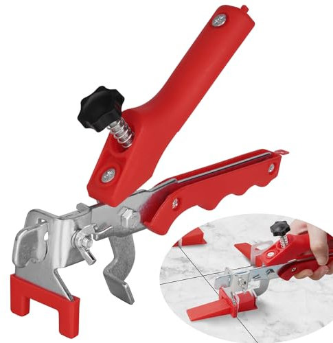 Flintronic Pinze Pavimento Piastrellisti, Pinza per Piastrelle, Livellatori per Piastrelle, Sistema di livellamento Delle Iastrelle, Ausilio per La Posa di Piastrelle, Strumento Installazione(Rosso)