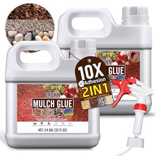 Colle de Paillis - 2L Colle de Gravier Marron pour Coller des Pierres, Jardin, Paysager - 2-En-1 Colorant et Colle à Gravier Résine Prêt à L'emploi pour Paillage, Roche, Patios et les Allées de Jardin