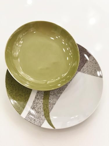 Generico Servizio Piatti per 6 Persone in Porcellana 18 pezzi per Lavastoviglie modello (curve verde), 12515