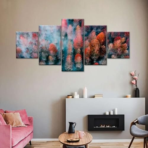 ZLJSHZS 5 Set Leinwand Bilder Moderne Wandbilder Leinwand HD-Druck Gemälde Shanghai-Mammutbaum Leinwanddrucke 5 Panel Dekorative Wandbild Wohnzimmer Schlafzimmer Wanddekoration Ungerahmt