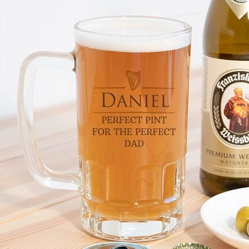 Wanapix | Jarra de Cerveza Personaliza Transparente con Nombre y Texto | Jarra de Cristal Transparente | 500 ml | Apta Lavavajillas | Beer