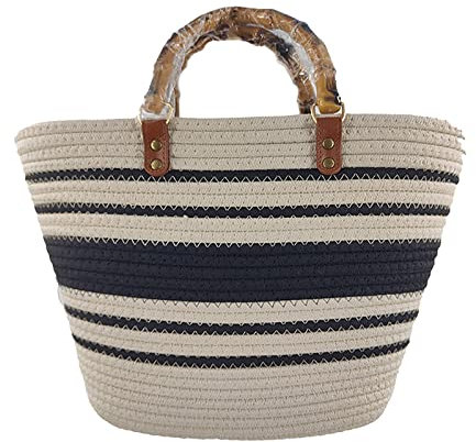 Bolsa de mano para mujer, bolsa de paja a rayas, bolsa de playa, regalo para ella, artículos esenciales de vacaciones, bolsa de regalo personalizada, bolsa de gran capacidad, bolsa de compras