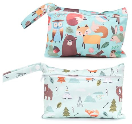 Sac à Couche Imperméable, 2 Pièces Sac à Couches, Sac Etanche Hangable Double Fermeture éclair des Organisateur, Sac Couches Lavables, pour Bébé Piscine Garderie Plage, multicolore