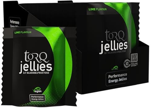 TORQ Energy Chews for Running - Fast-Release Energy Gummies for Cycling & Endurance Sports | High Carbohydrate Dual Glucose & Fructose Gels | Lime Flavoured Vegan Jelly Soft Bites | 6x15
